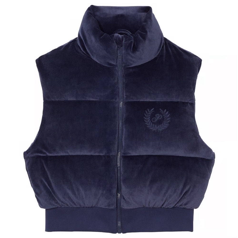 Victoria secret rib velour crop puffer vest
